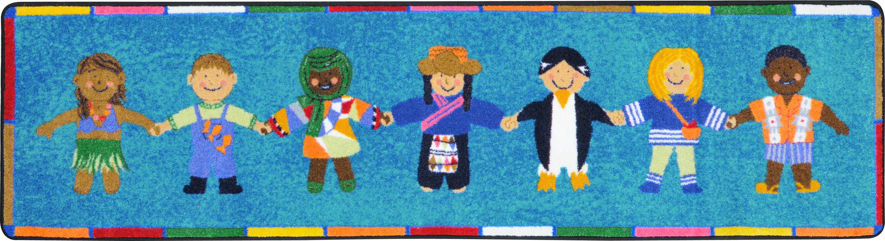 Rugs Continents Hands Around the World 2ft 1in x 7ft 8in Runner Rug