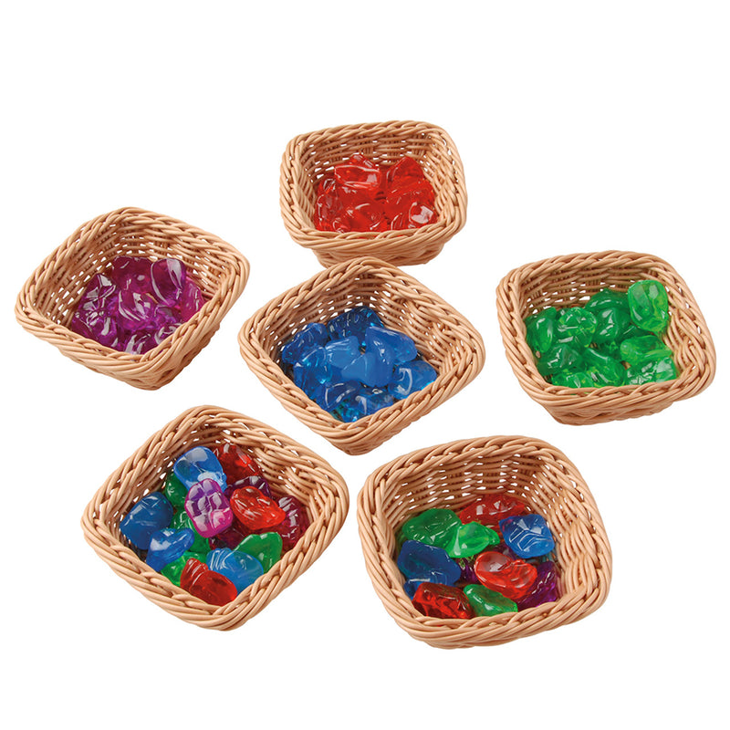 Basket: 5" Square Plastic Woven Baskets Set/6