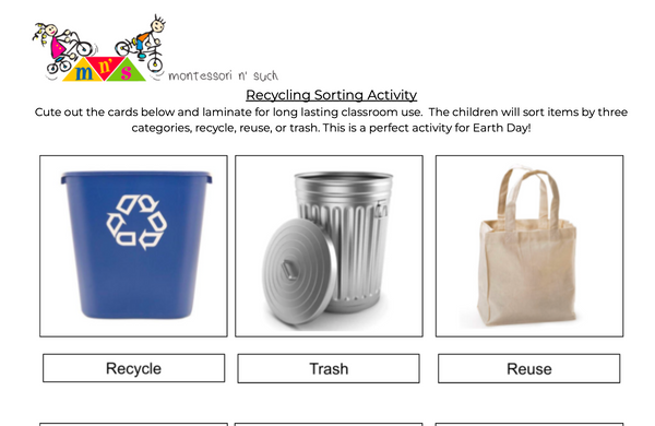 Recycling Sorting Printable