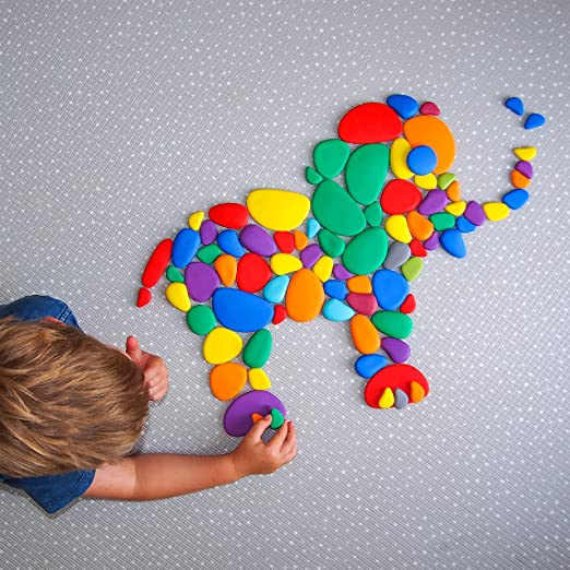 Smooth, Rubbery Rainbow Pebbles w/ Activity Cards