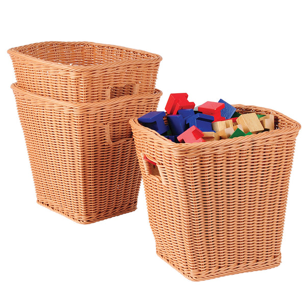 Tall Rectangle Plastic Woven Basket