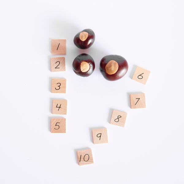 1-10  Wood Number Tiles