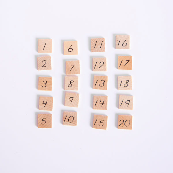 Small Numeral Wood Tile Set 1-20