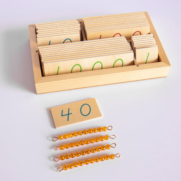 Wooden Large Decimal System Number Cards & Box