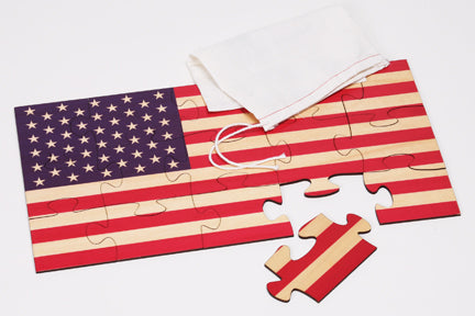 American Flag Shaped Wood Jigsaw Puzzle