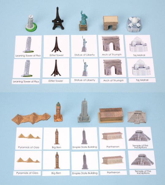 Around the World Landmarks Replicas Set 1 & Laminated 3-Part Cards 