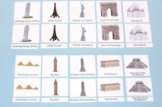 Around the World Landmarks Set 1 Laminated 3-Part Cards Only 