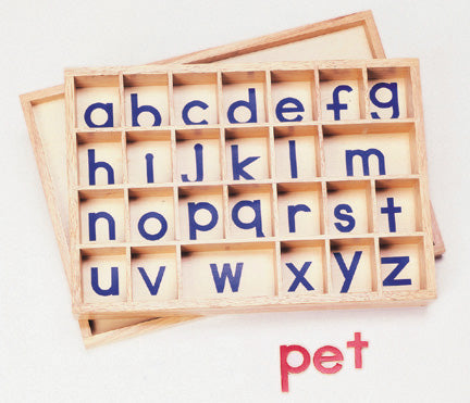 Wooden Small Moveable Alphabet Box & Lid 