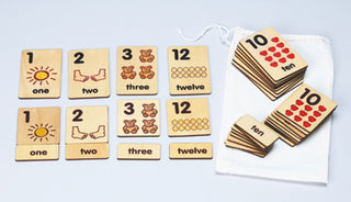 1-12 Numbers 3-Part Wood Tile Cards 
