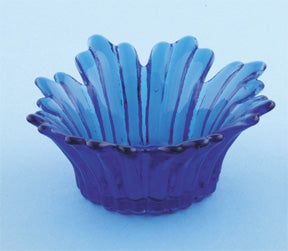 Bowl: Glass Blue Translucent Flower 