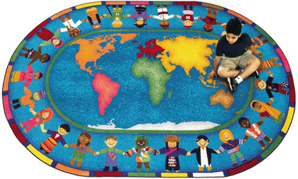 Continents: Hands Around The World Ellipse Rug