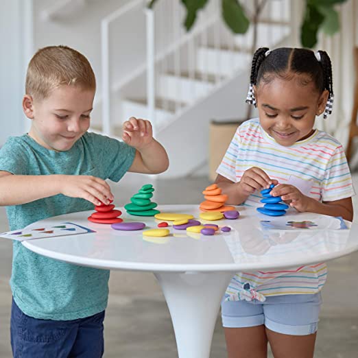 Smooth, Rubbery Rainbow Pebbles w/ Activity Cards