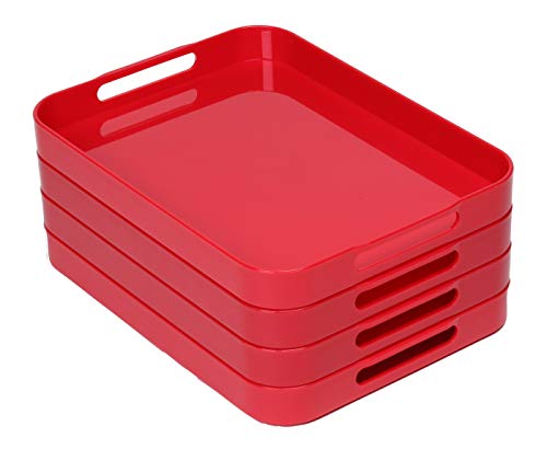 Trays: Plastic Stackable Red Set/4